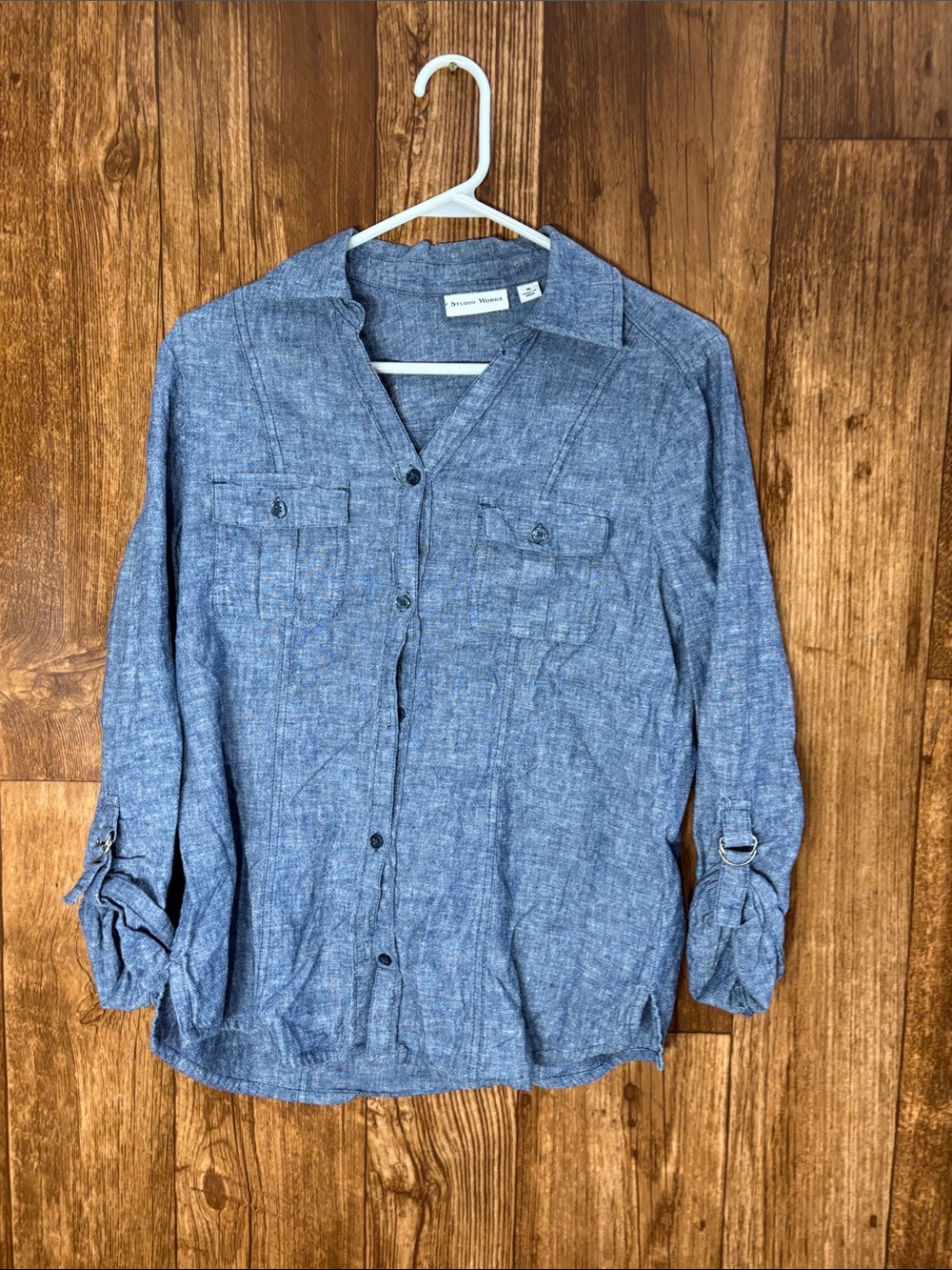 Studio Works Blue Button-Down Chambray Shirt